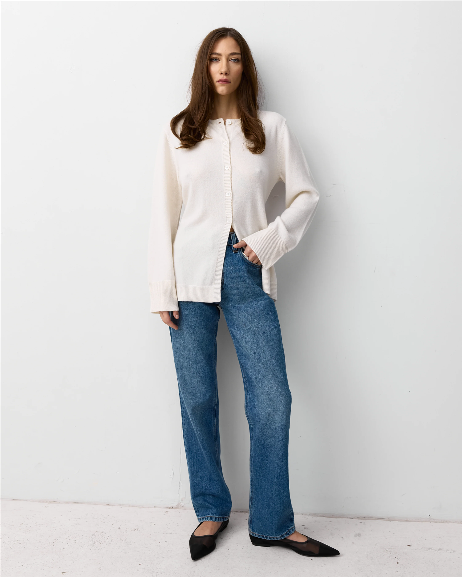 The Slim Cardigan Eco White